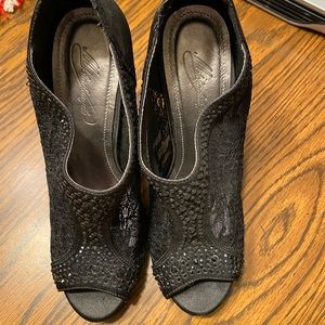 Black gem studded pumps